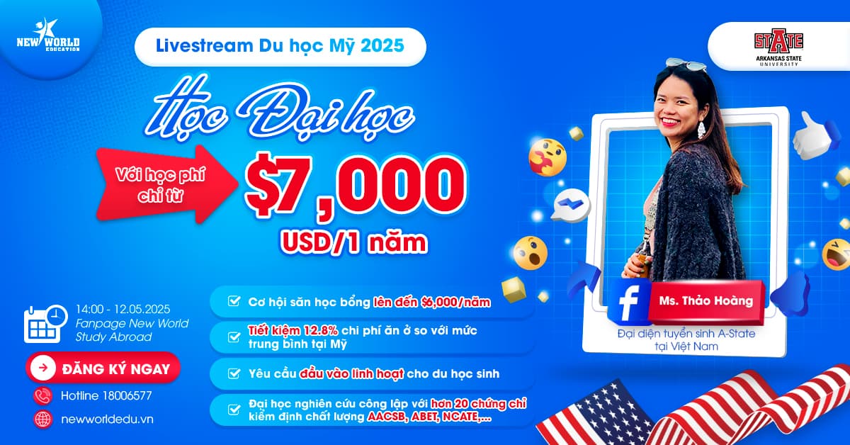 Học Đại Học Mỹ 2025 Với Chi Phí Chỉ Từ $7,000 USD/Năm Tại Arkansas State University!